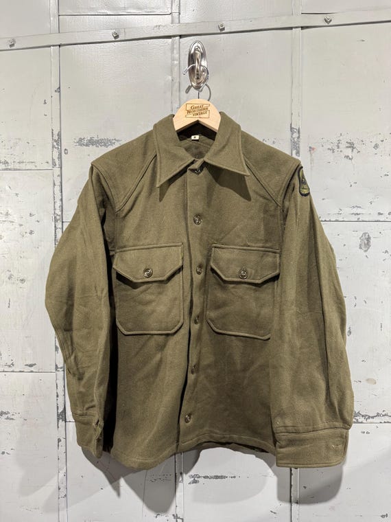 Vintage 1950s M51 Wool Field Shirt Korean War US Army OG 108 Olive