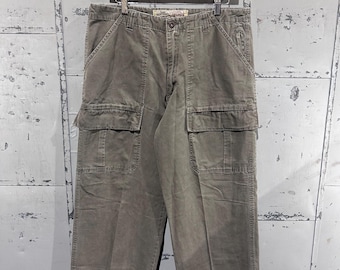 90年代ヴィンテージ Lee ダンガリー ユーティリティワークウェア グリーン OG 107 ミリタリースタイル バギーカーゴパンツ ダブルニー 34x30