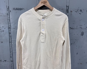 True Vintage 70s Cream U.S. Military Wool Blend Henley Thermal Sweater Undershirt Medium