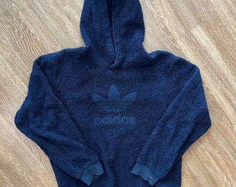 Y2K Navy Fleece Adidas Pullover Hoodie