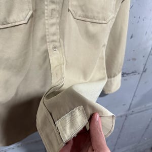 True Vintage 50-tals Lautersteins märke Gabardin militär officersuniform jordfärgad beige skjorta med knappar bild 7