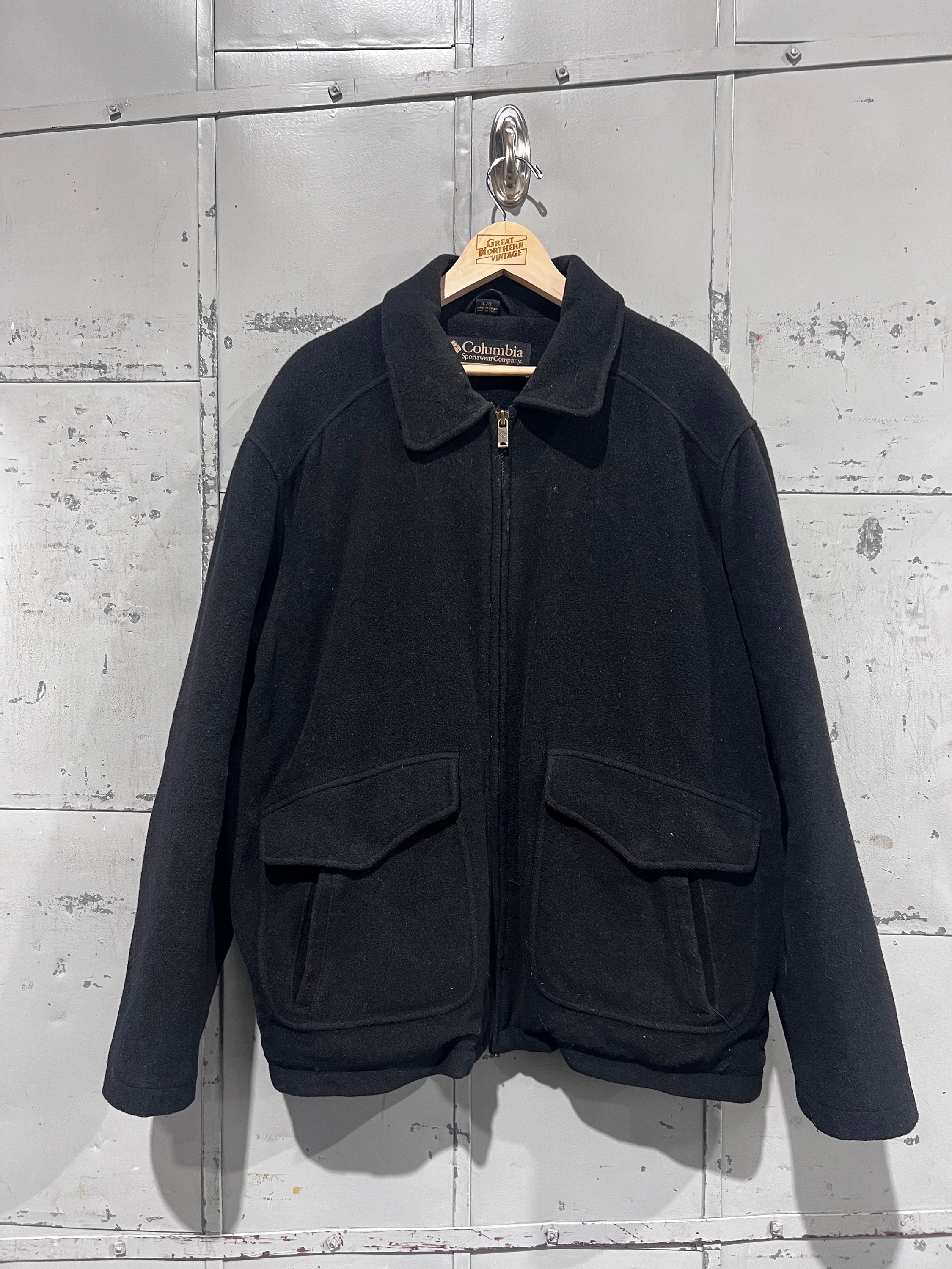 Vintage 2000s Black Columbia Bomber Wool Zip up Jacket Size Large