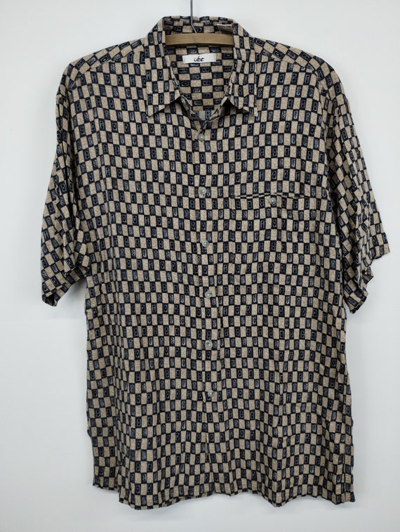 M 90’s UBC Rayon Pattern Shirt Medium 1990s 1980s… - image 1