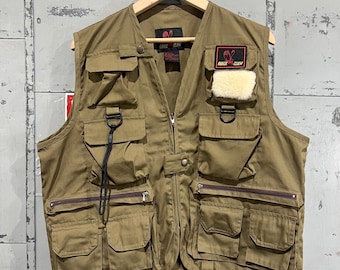 Large 70s 80s Cotton Fishing Vest Eagle Claw Fly Fishing