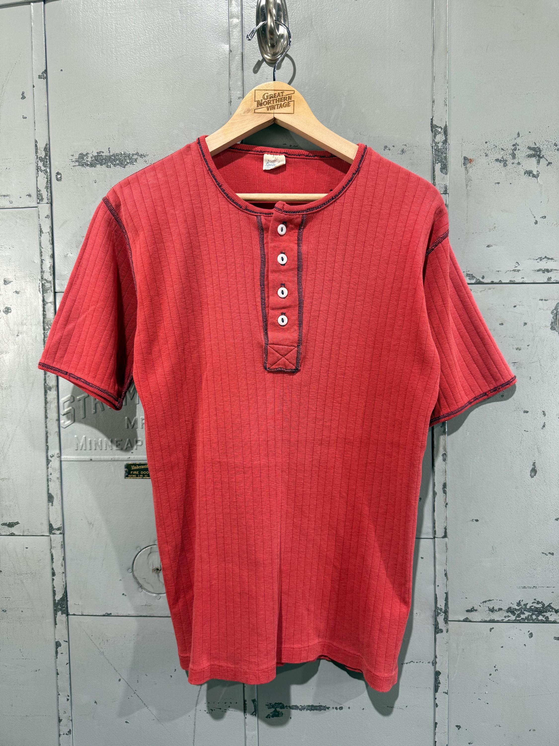 トップス 60s Sears vintage Thermal Shirt Vintage 60s Sportswear Ribbed Short Sleeve All Cotton Thermal