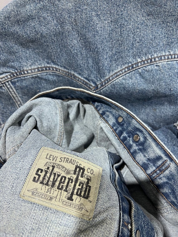 M 90s Silvertab Jean Jacket Cutoff Sleeveless Distressed Denim