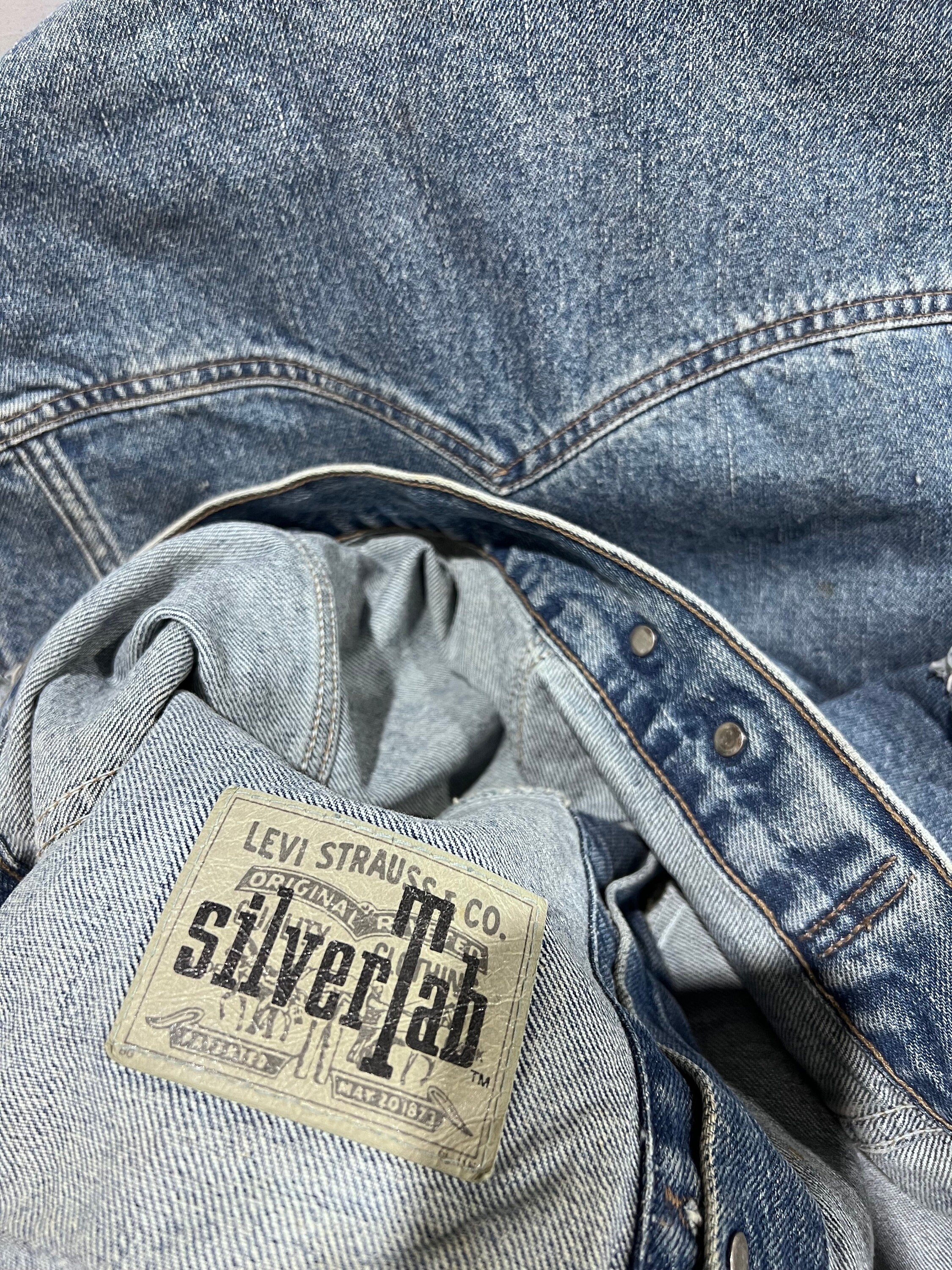M 90s Silvertab Jean Jacket Cutoff Sleeveless Distressed