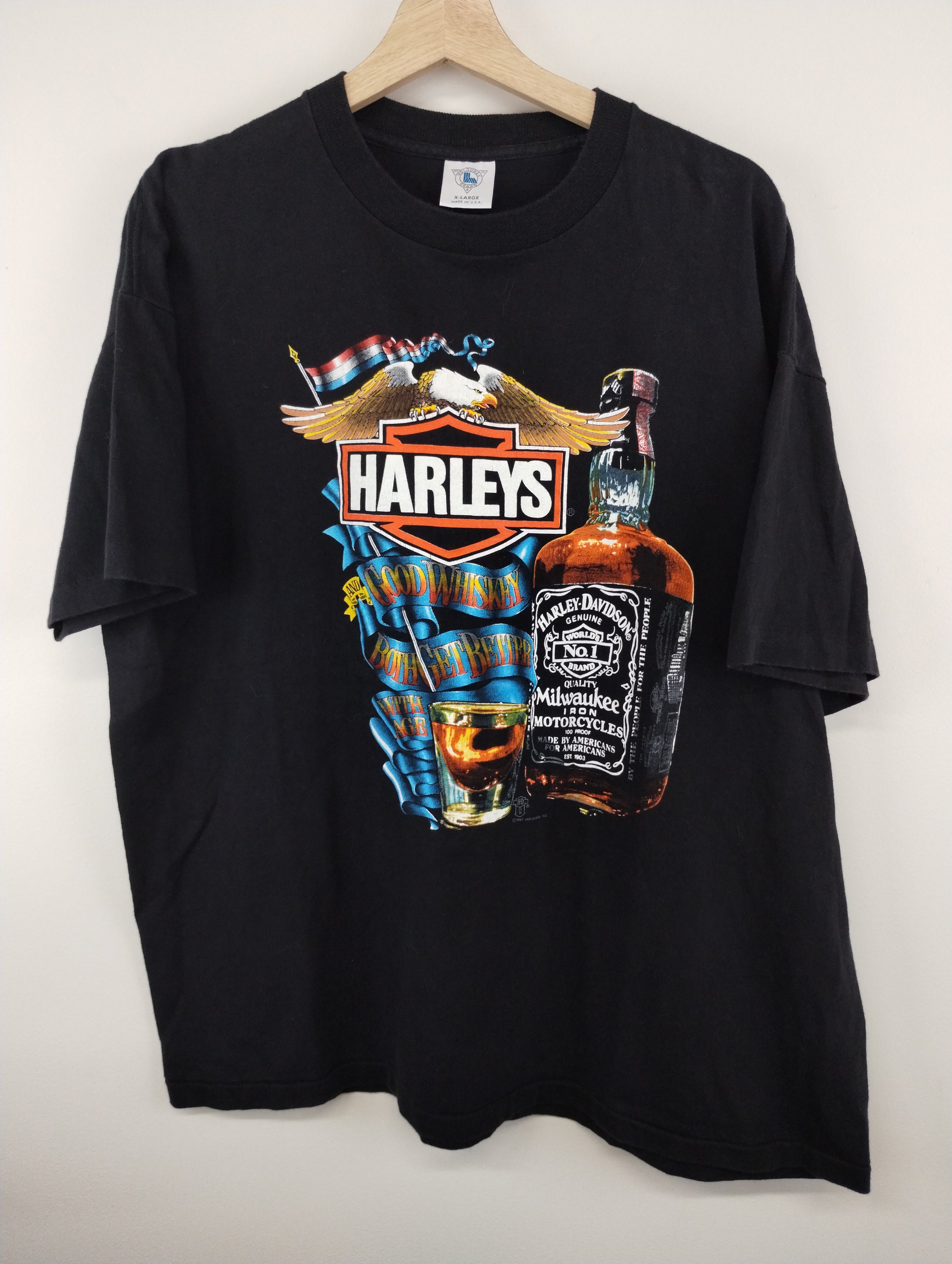 XL 90s Holoubek Harley Davidson Tshirt Harleys and Good Whiskey 
