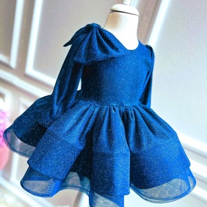 Blue Glitter Birthday Dress Special Occasion Toddler Dress - Etsy