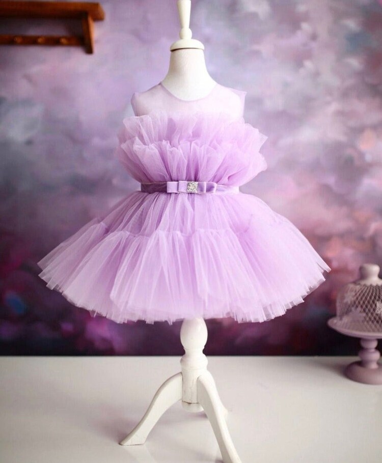 100 quality guarantee Purple Princess Girl Puffy Dress