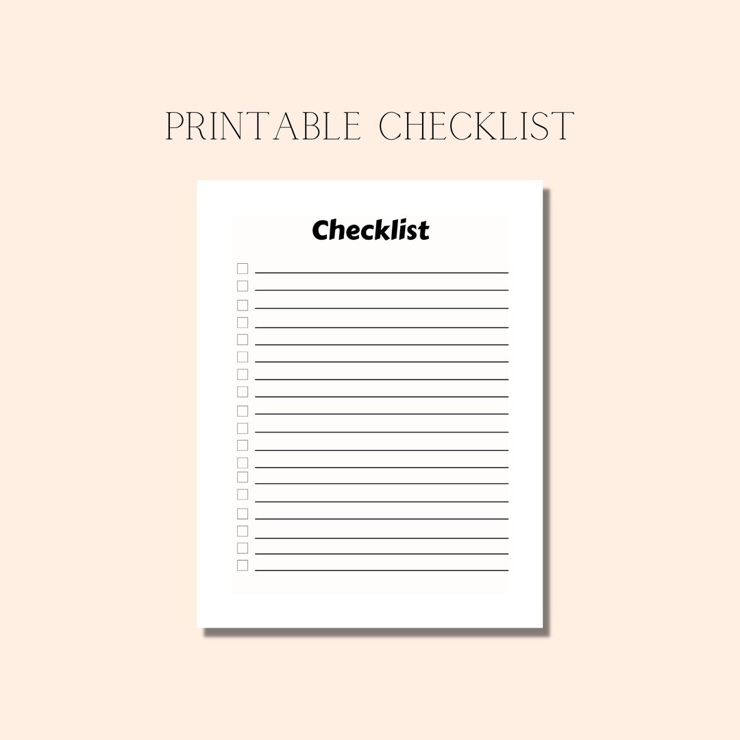 Printable Checklist, Daily Checklist, Checklist for Chores, Checklist