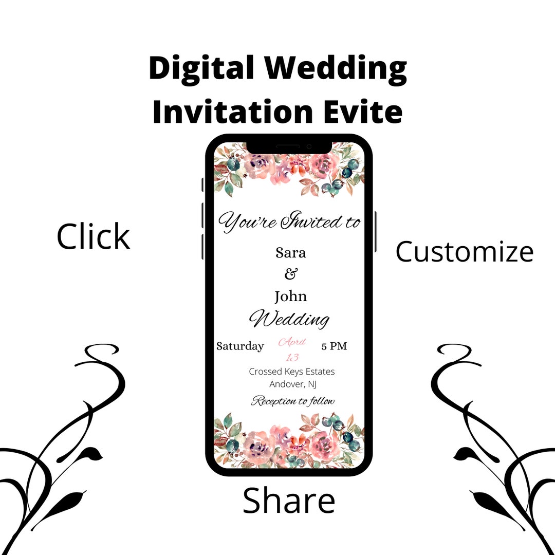 EDITABLE Wedding Evite, Digital Wedding Invitation, Paperless Wedding