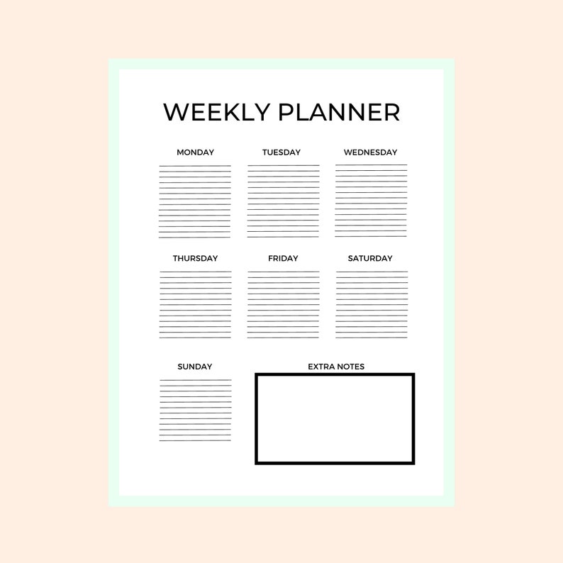 Printable Weekly Planner Sheet, Download Printable Planner Sheet ...