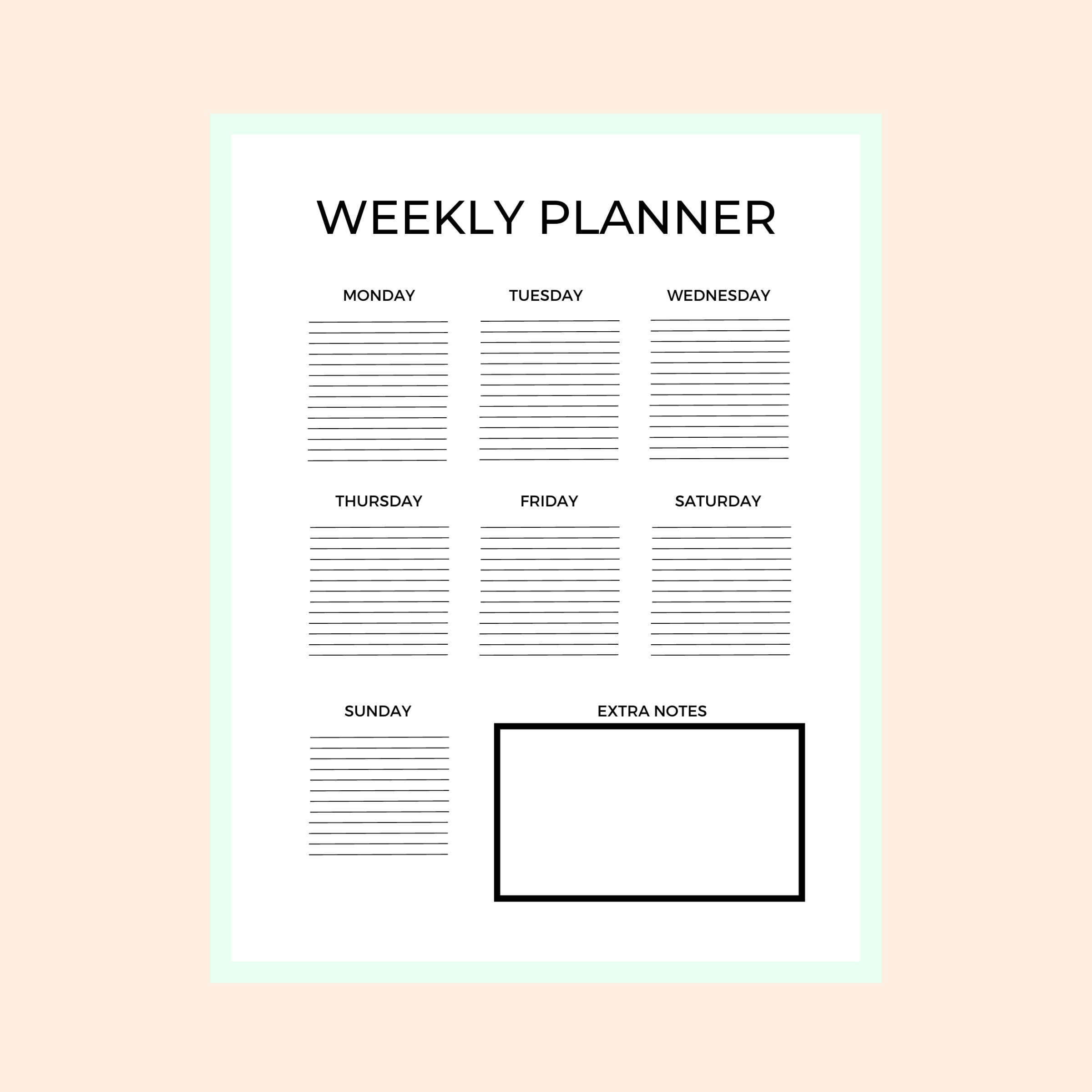 Printable Weekly Planner Sheet, Download Printable Planner Sheet ...
