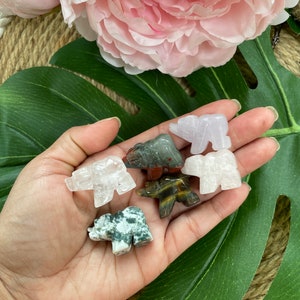 Mini Crystal Bear Animal Figurine Polished Carved XS Crystal Stone Metaphysical Altar Healing Totem