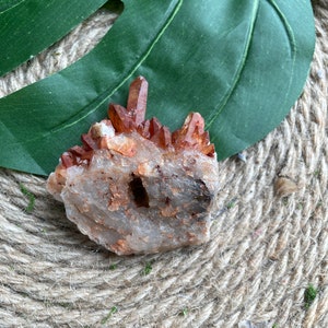 Rare Fire Quartz Crystal Beautiful Red Hematoid Quartz Cluster, Hematite Inclusions Gemstone Crystals Dragon Quartz, Anti Anxiety Stone