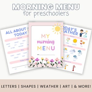 Preschool Morning Menu Printable, Homeschool Preschool, Preschool Worksheets, Homeschool Menu, Alphabet Printable