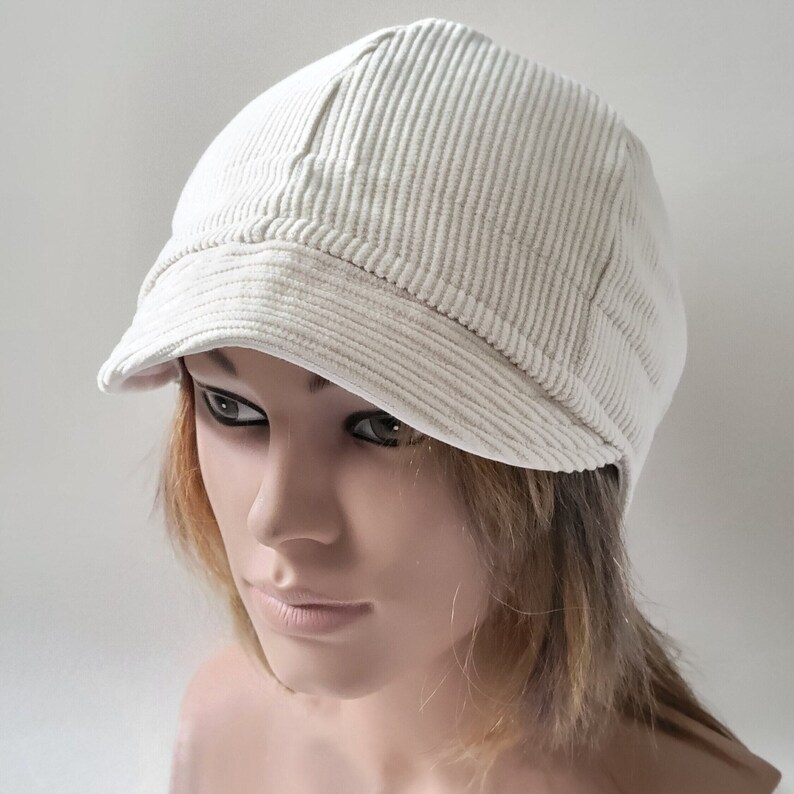 Women and Girls Winter White Reversible Hat, Ladies and Teens Corduroy