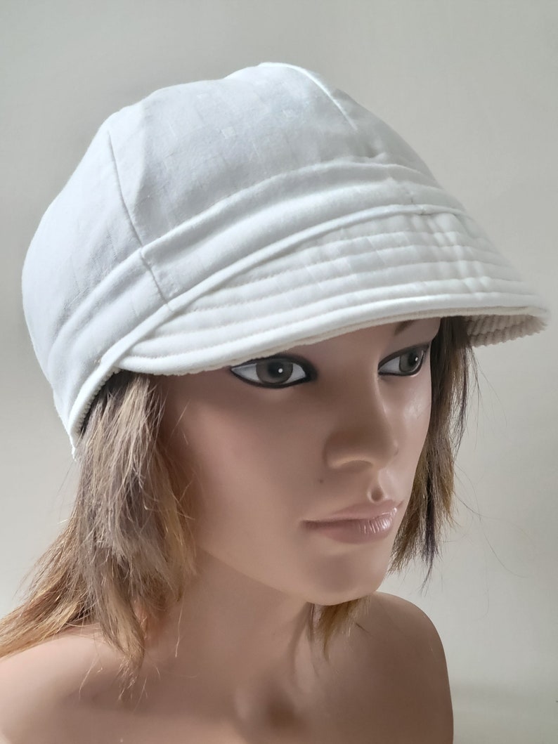 Women and Girls Winter White Reversible Hat, Ladies and Teens Corduroy