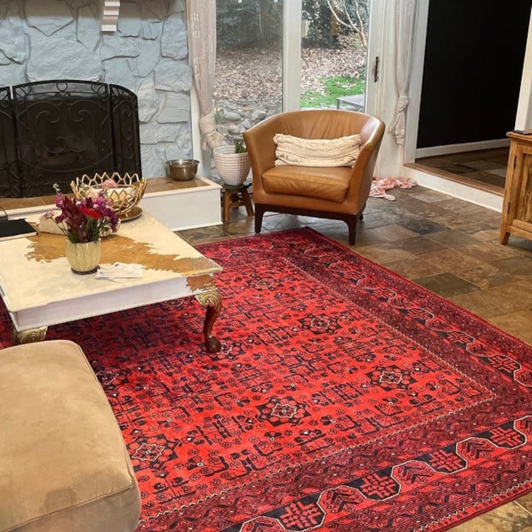 Rugs Turkish Area Rug 8x10 Red Rug 9x12 Rugs for Living Etsy