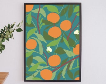 Vintage Orange, FlowersI Printable Painting, Printable Wall Decor I Digital Download