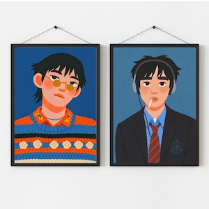 koreanischen Kunst Druck für Wohnheim Südkorea Poster 2er-Set, K Drama Poster, asiatischen Kunstwerk Druck digitale Kunst koreanische K Pop Mode