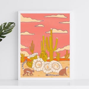 Arizona Druck | Saguaro Kaktus Blüte, Ringelblümchen | Amerikanische Wüste Wandkunst I Reise Ziel Kunstwerk I Trendige digital druckbare Kunst