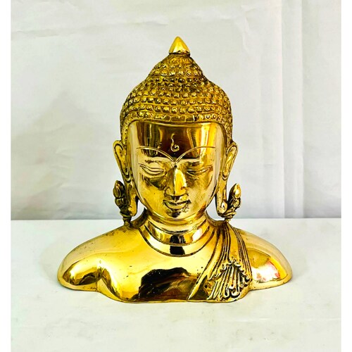 Brass Buddha Head with store Vintage art object make your home look elegant