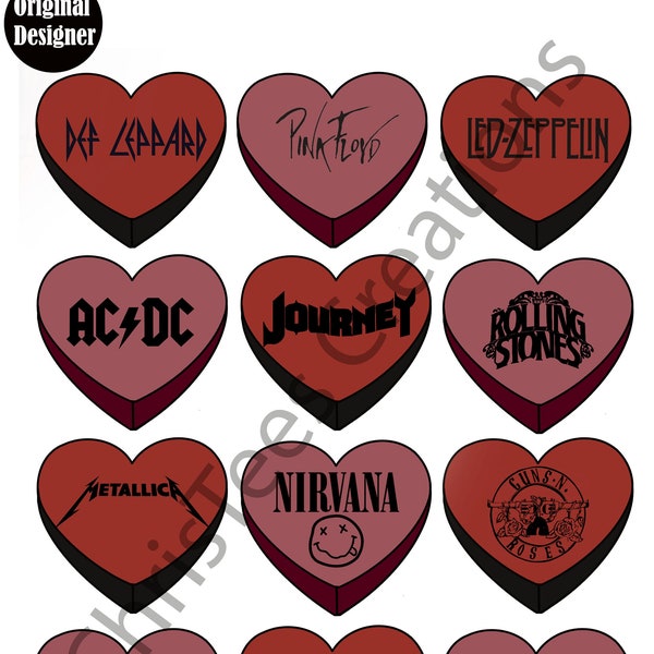 Rock N Roll Mashup Valentine Candy Conversation Hearts PNG Sublimation, Rock N Roll Candy Hearts PNG