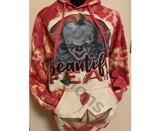 Embrace the Beautiful Fear Creepy Clown Retro Horror Hoodie in
