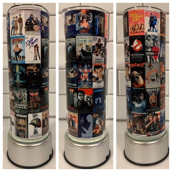 80s Movies Collage 20oz Skinny Hot/Cold Beverage Tumbler | 80s Nostalgia Retro Throwback | Gifts for Her/Him | 80s Movies Tumbler