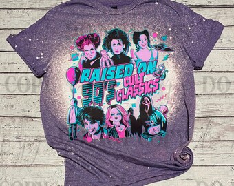 Raised on 90s Cult Classics Sweatshirt | Bleached Style | 90s Movies Retro Vintage Sweatshirt | Horror Sweatshirt