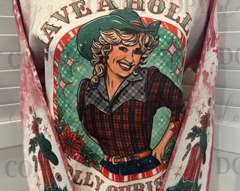 Holly Dolly Christmas Sweatshirt | Christmas | Retro Christmas | Bleached Style Crew Neck Sweatshirt | Country Christmas Sweatshirt