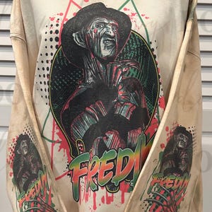 Freddy Krueger  Sweatshirt |Nightmare on Elm Street Sweatshirt | Bleached Style | 80s Movies Retro Vintage Sweatshirt | Horror Sweatshirt