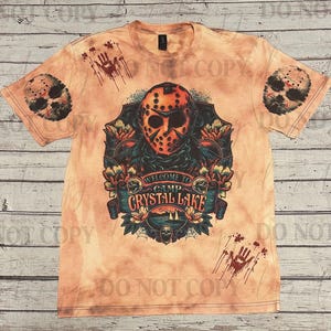 Welcome to Camp Crystal Lake T-Shirt | - Classic Horror | Retro | 80s Throwback | Jason | Halloween | Bleached Style - Retro Horror Shirt image 1