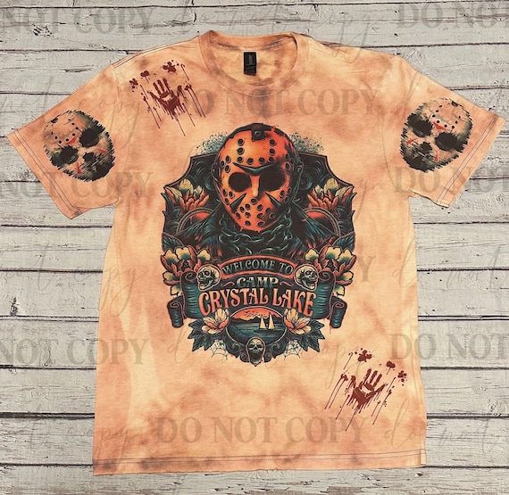 Welcome to Camp Crystal Lake T-Shirt | - Classic Horror | Retro | 80s Throwback | Jason | Halloween | Bleached Style - Retro Horror Shirt
