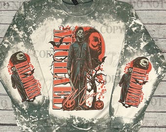 Michael Horror Sweatshirt | Halloween Sweatshirt | Bleached Style | 80s Movies Retro Vintage Sweatshirt | Horror Sweatshirt