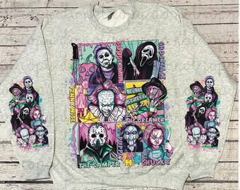 80s Horror Sweatshirt | Retro Horror | Crew Neck Sweatshirt | Horror Sweatshirt | Halloween Sweatshirt | Freddy | Jason