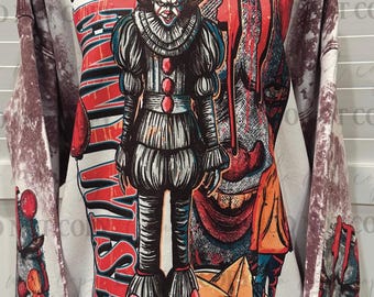 Creepy Clown Sweatshirt | Retro Horror Sweatshirt | Bleached Style | Horror Throwback Sweatshirt | We All Float Down Here | Halloween