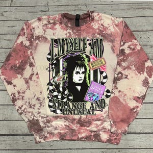 Beetlejuice Sweatshirt | Horror Movie Sweatshirt | Bleached Style | Strange and Unusual | 80s Horror | Horror Gift | Retro Throwback