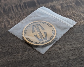 Moneda de metal Sabacc de 38 mm, oro envejecido, para comerciantes.