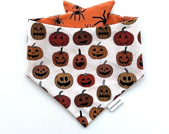 Halloween Dog Bandana, Happy Halloween Pet Bandana, Halloween Pumpkin Dog Bandana, Spooky Pet Bandana, Jack-O-Lantern Spider Bandana