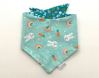 Happy Easter Dog Bandana, Cat Bandana, Easter Pet Bandana, Spring Dog Bandana, Bunny Dog Bandana, Carrots Pet Bandana, Reversible Bandana