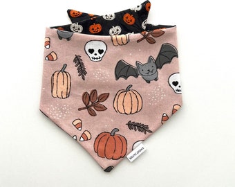 Halloween Dog Bandana, Spooky Pet Bandana, Pumpkin Fall Dog Bandana, Happy Halloween Dog Bandana, Snap on Bandana