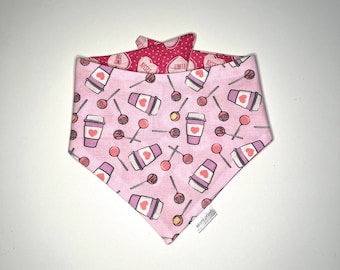 Happy Valentine's Day Dog Bandana, Valentines Day Cat Bandana, Love Dog Bandana, Coffee Dog Bandana, Hearts Pet Bandana Candy hearts Bandana