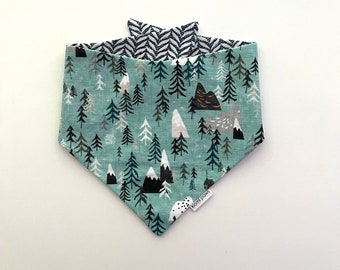 Adventure Dog Bandana, Wilderness Dog Bandana, Mountain Dog Bandana, Winter Dog Bandana, Snap on dog Bandana, Over the Collar