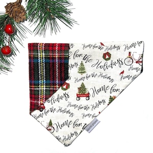 Bandana de Noël pour chien, bandana de vacances pour chien, bandana réversible pour chien, maison pour les vacances, bandana personnalisé, sur le collier