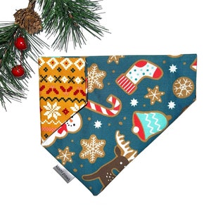 Bandana de Noël pour chien, bandana des fêtes, bandana réversible pour chien, bandana pour chien, pull de Noël moche, bandana personnalisé, sur le collier