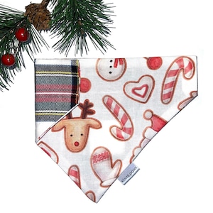 Bandana de Noël pour chien, bandana pour chien des fêtes, bandana réversible pour chien, Noël, renne, bandana personnalisé, sur le collier