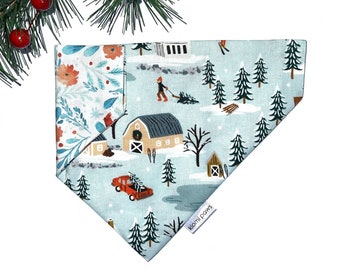 Christmas Dog Bandana, Winter Dog Bandana, Reversible Dog Bandana, Christmas Village, Dog Gifts, Personalized Bandana, Over the Collar